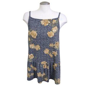 Womens Maurice Plus Size 2X Spaghetti Strap Square Neck Peplum Tank Top Floral